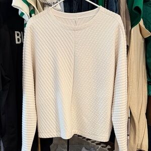 Cream Quilted Long Sleeve Top